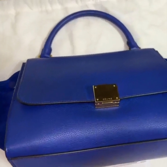 Authentic Celine Leather/Calfskin Suede Trapeze Indigo Shoulder/Top Hand… - Picture 2 of 3